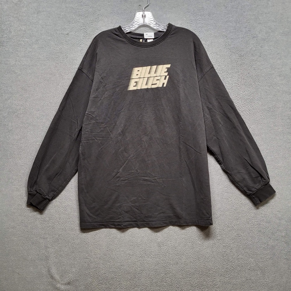 Billie Eilish Men Shirt Small Black Logo Long Sleeve Tee READ